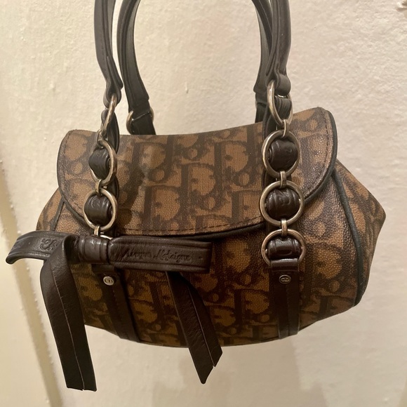 Rare Christian Dior Vintage Trotter Romantique Mini Flap Bag Coated Canvas - Picture 9 of 11